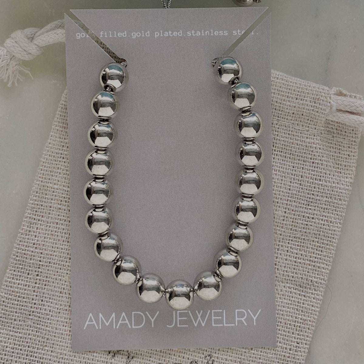 Silver Beads Beaded Bracelet Rhodium Filled