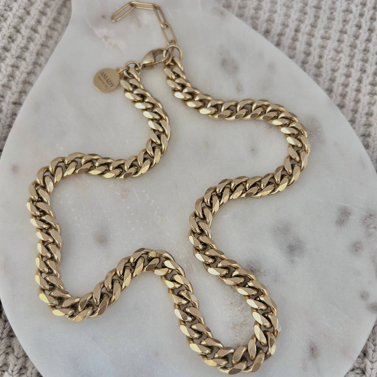 Curb Chain chunky layering bold necklace 18k stainless steel