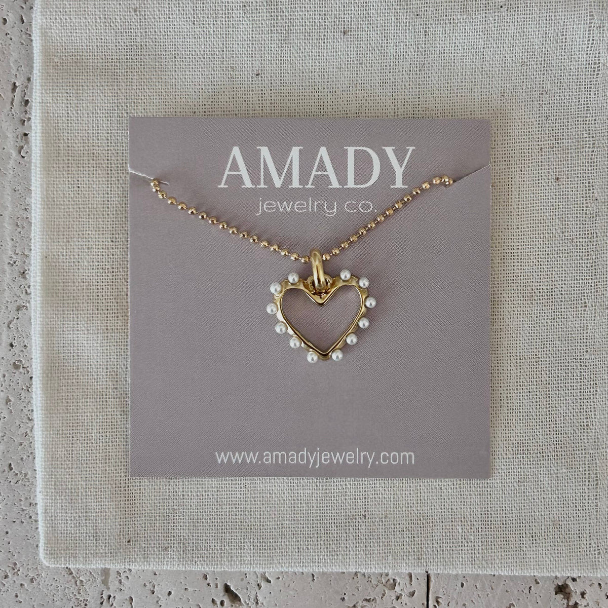 Gold Plated Heart Pearl Pendant Necklace – Stainless Steel
