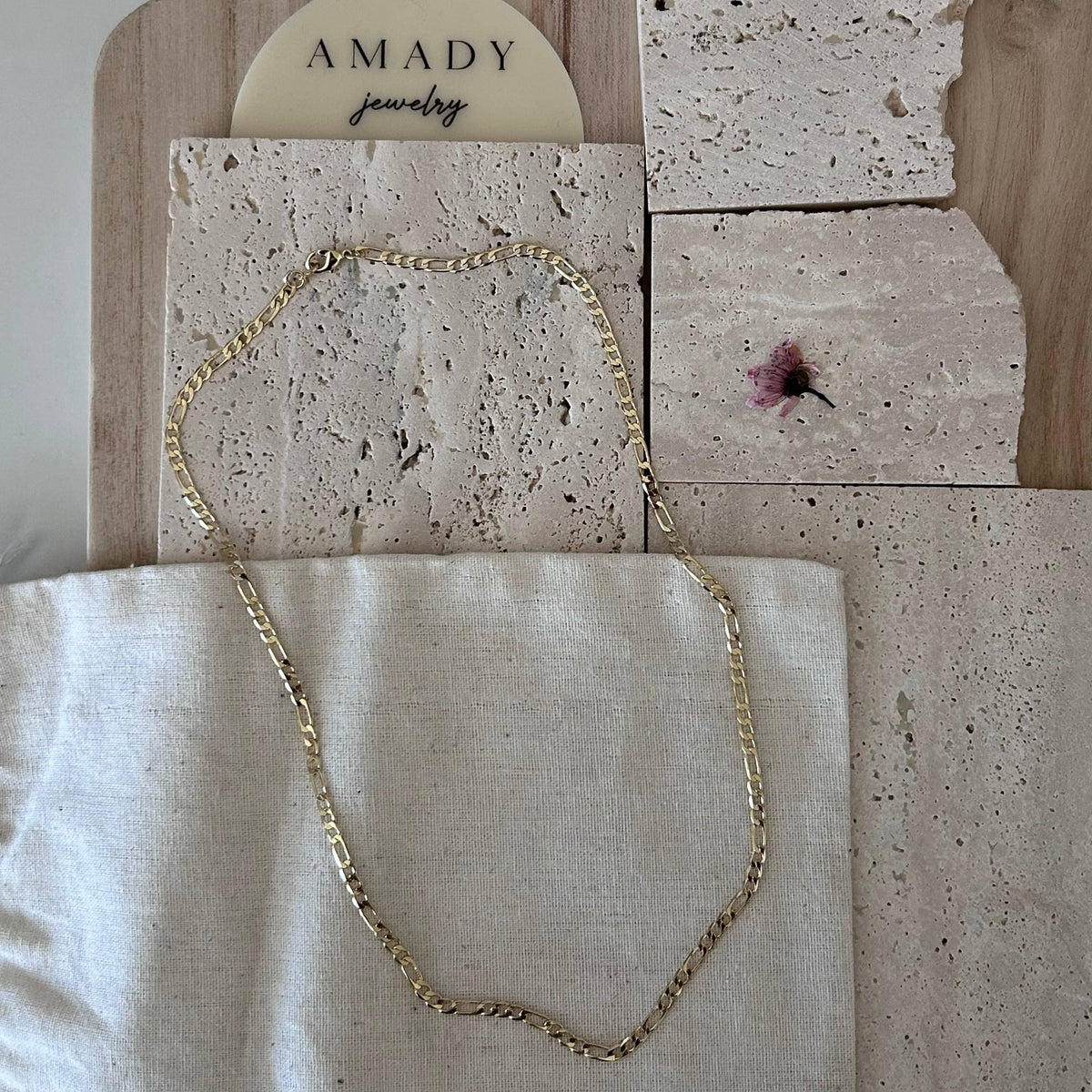 Figaro Layering Chain Necklace 18k Gold Filled Waterproof