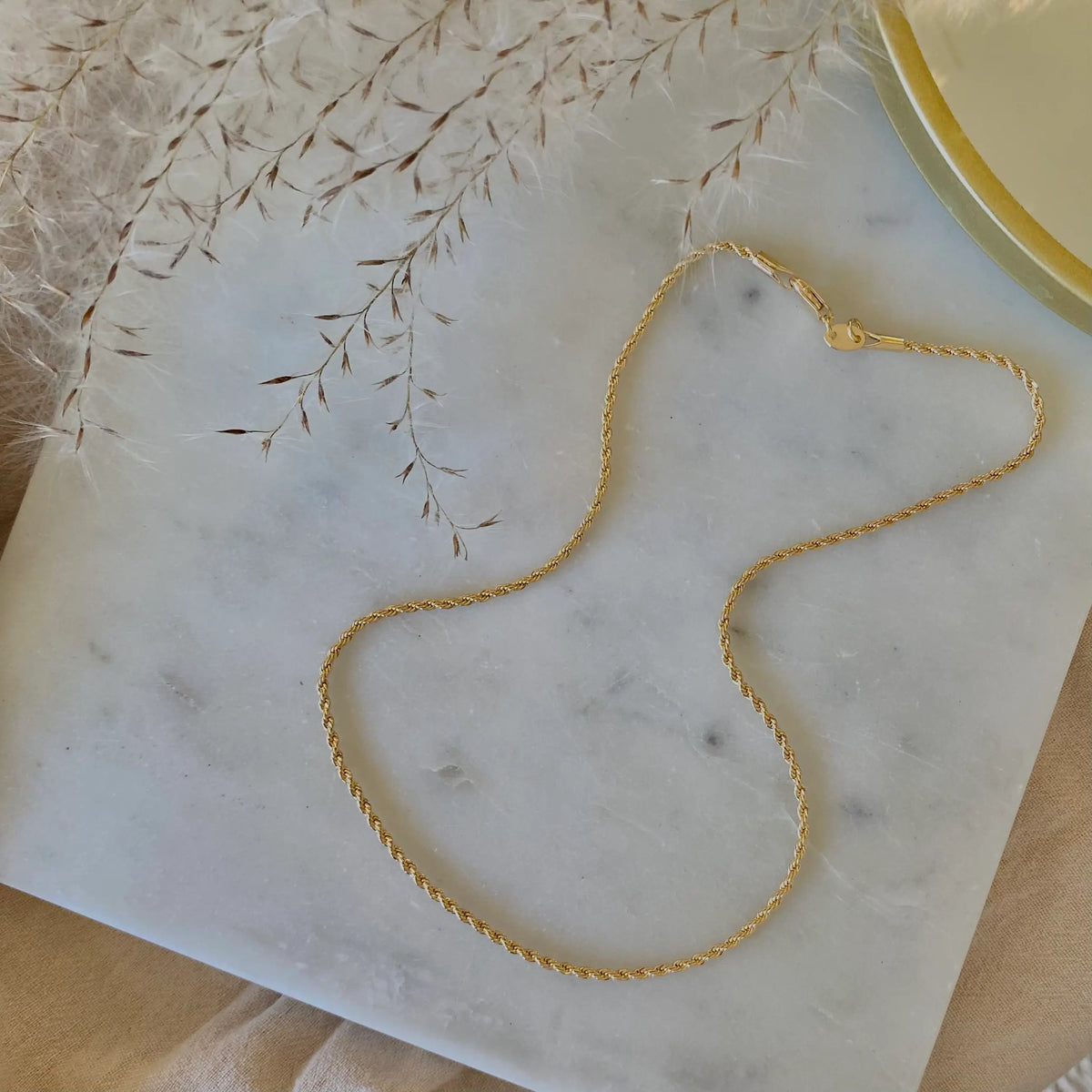 18k Gold Filled Rope chain layering necklace water resistant