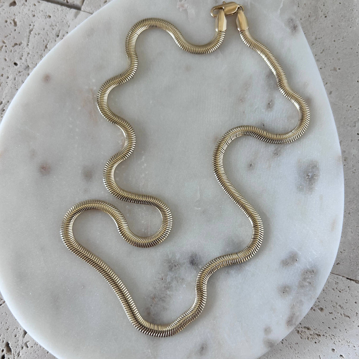 Snake chain herringbone flat link necklace gold filled