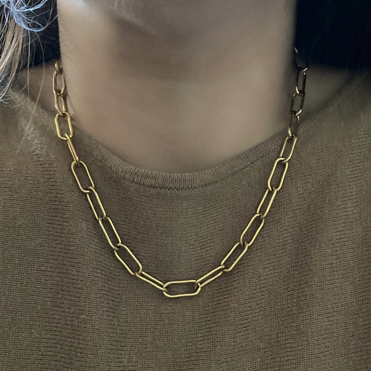 18k Gold Plated Paperclip Link Necklace Choker Lariat