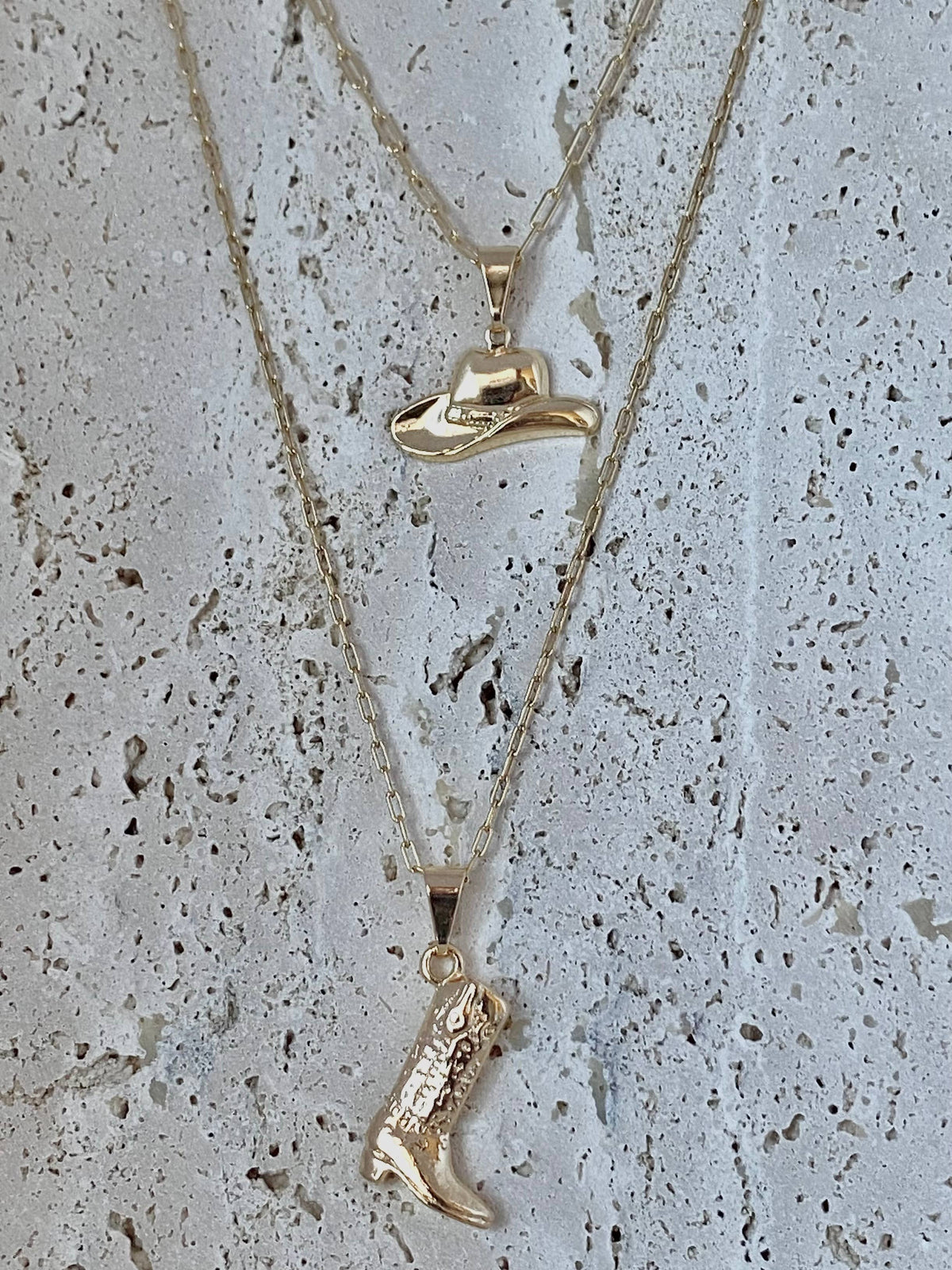 Cowboy cowgirl hat charm pendant necklace 18k gold filled