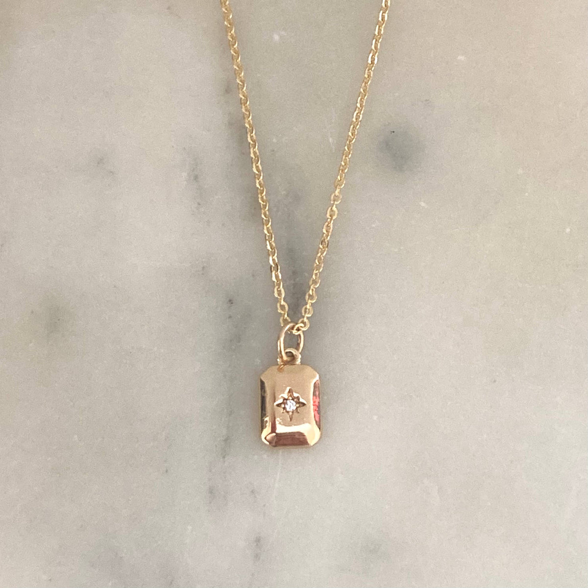 North Star Medallion Charm Pendant Necklace 18k gold filled