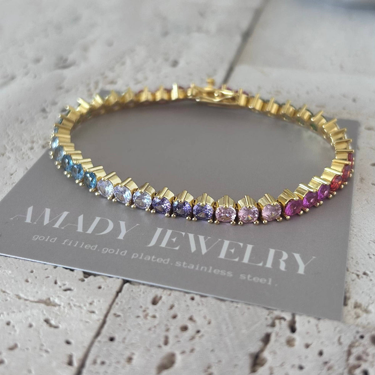 Tennis bracelet Colorful rainbow crystals