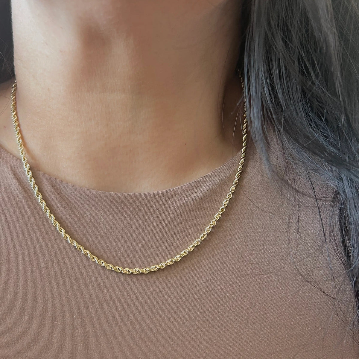 18k Gold Filled Rope chain layering necklace water resistant