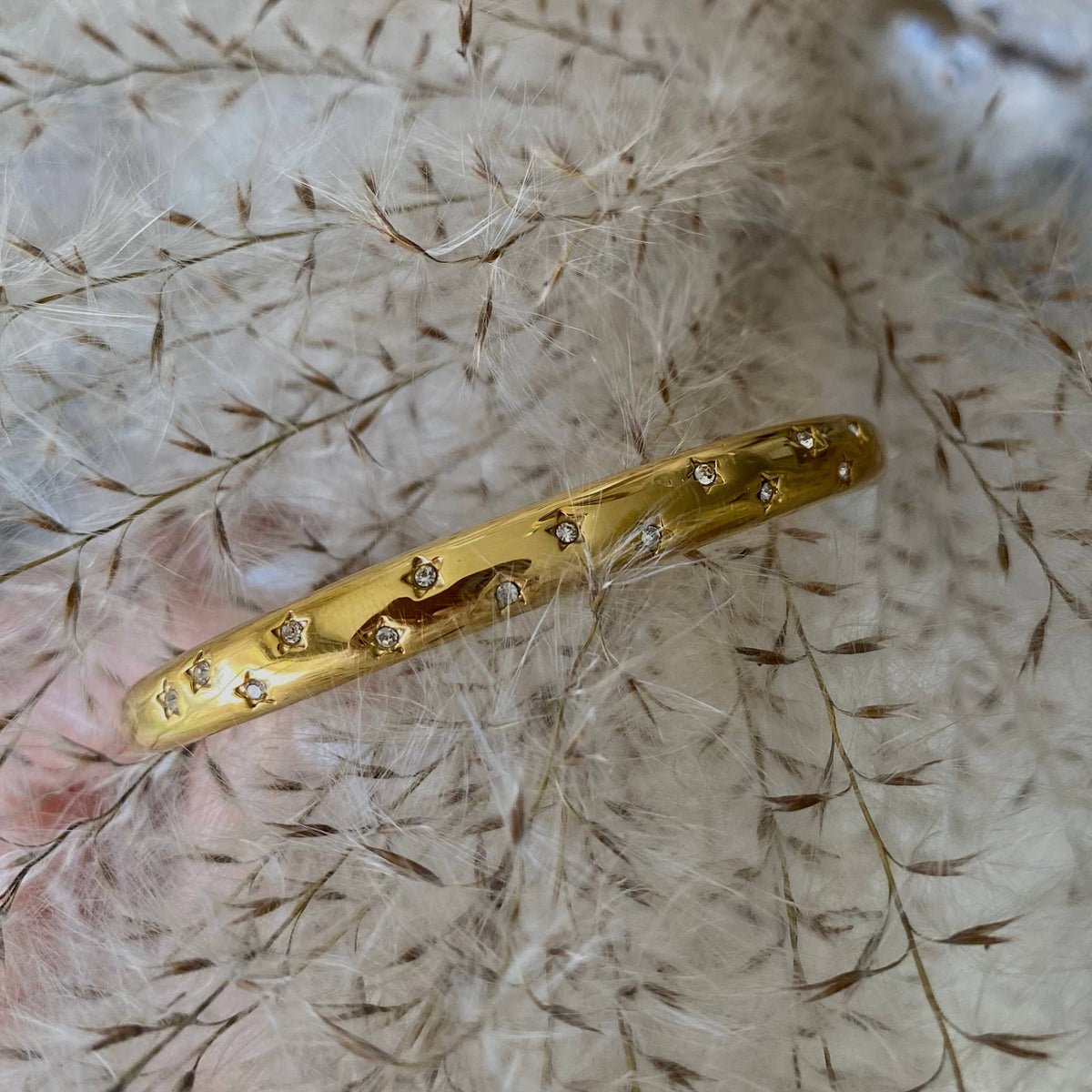 Stars bangle 18k gold plated stainless steel zirconia layer