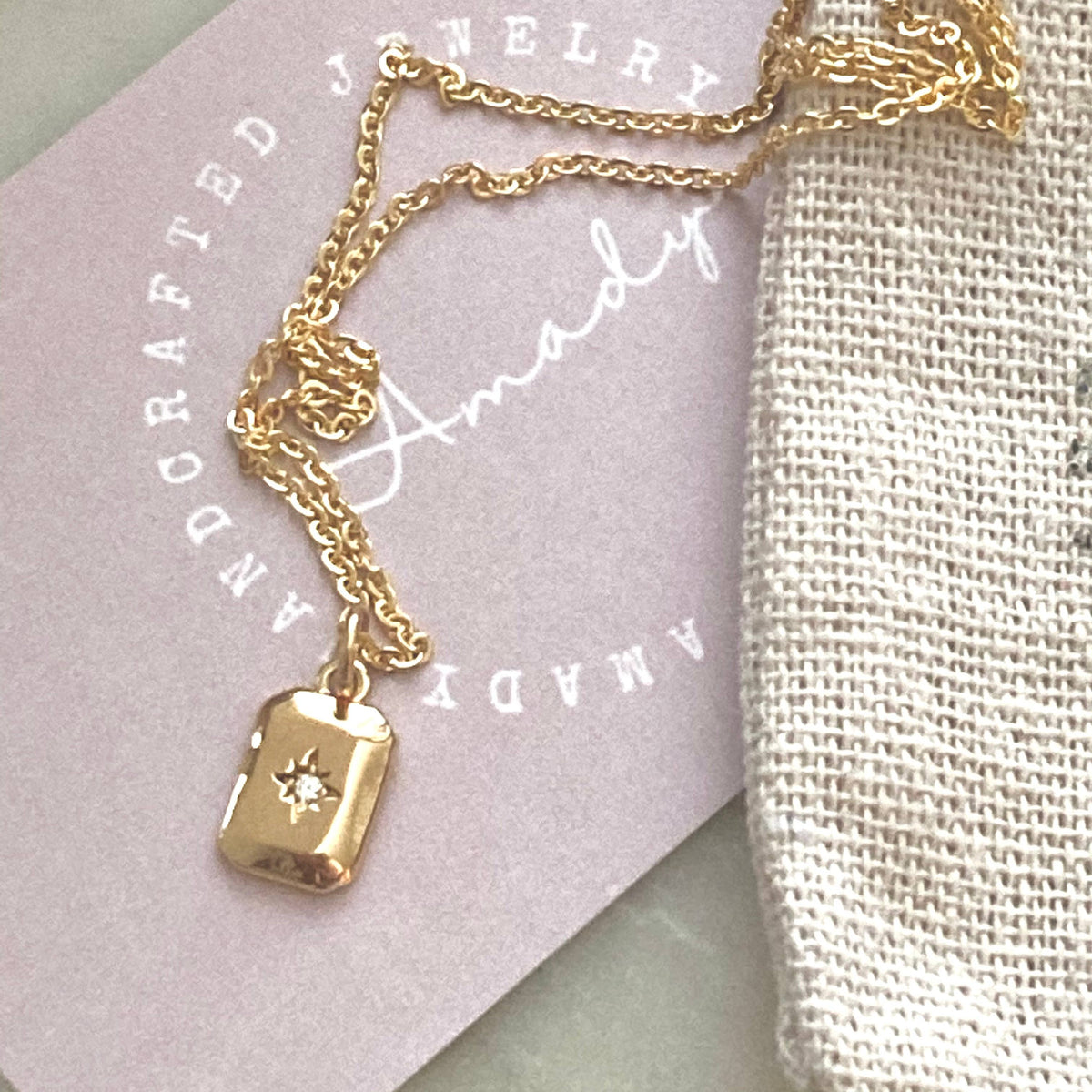 North Star Medallion Charm Pendant Necklace 18k gold filled
