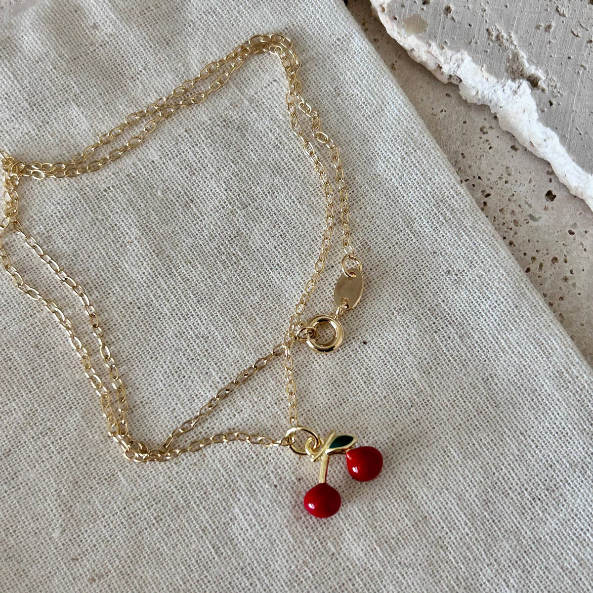 Cherry cherries layering necklace fruit charm