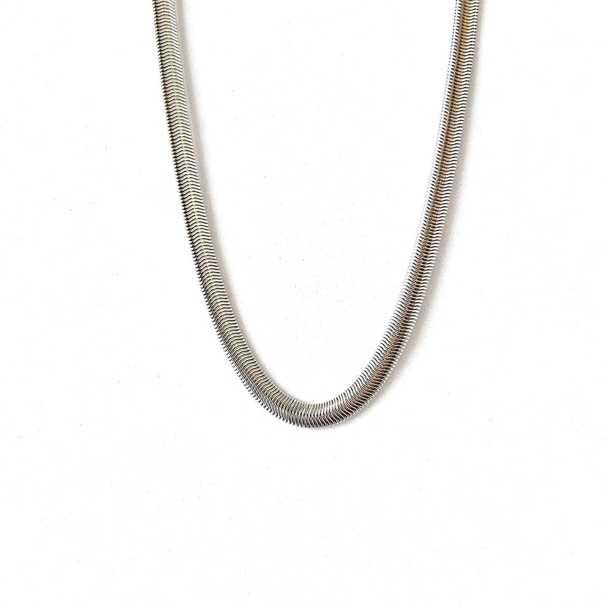 Silver Snake chain herringbone flat chain layering