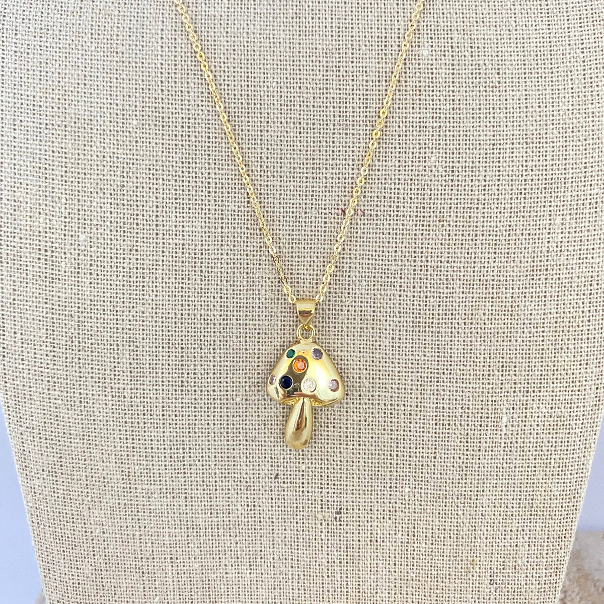 Mushroom charm pendant necklace 18k Gold Filled delicate