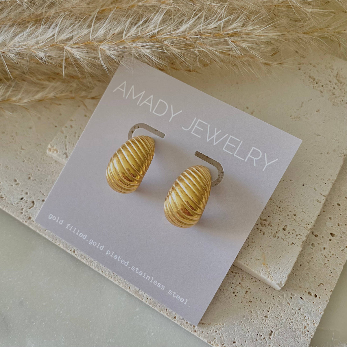 Croissant Teardrops / Raindrops Earrings 18k Gold Plated SS
