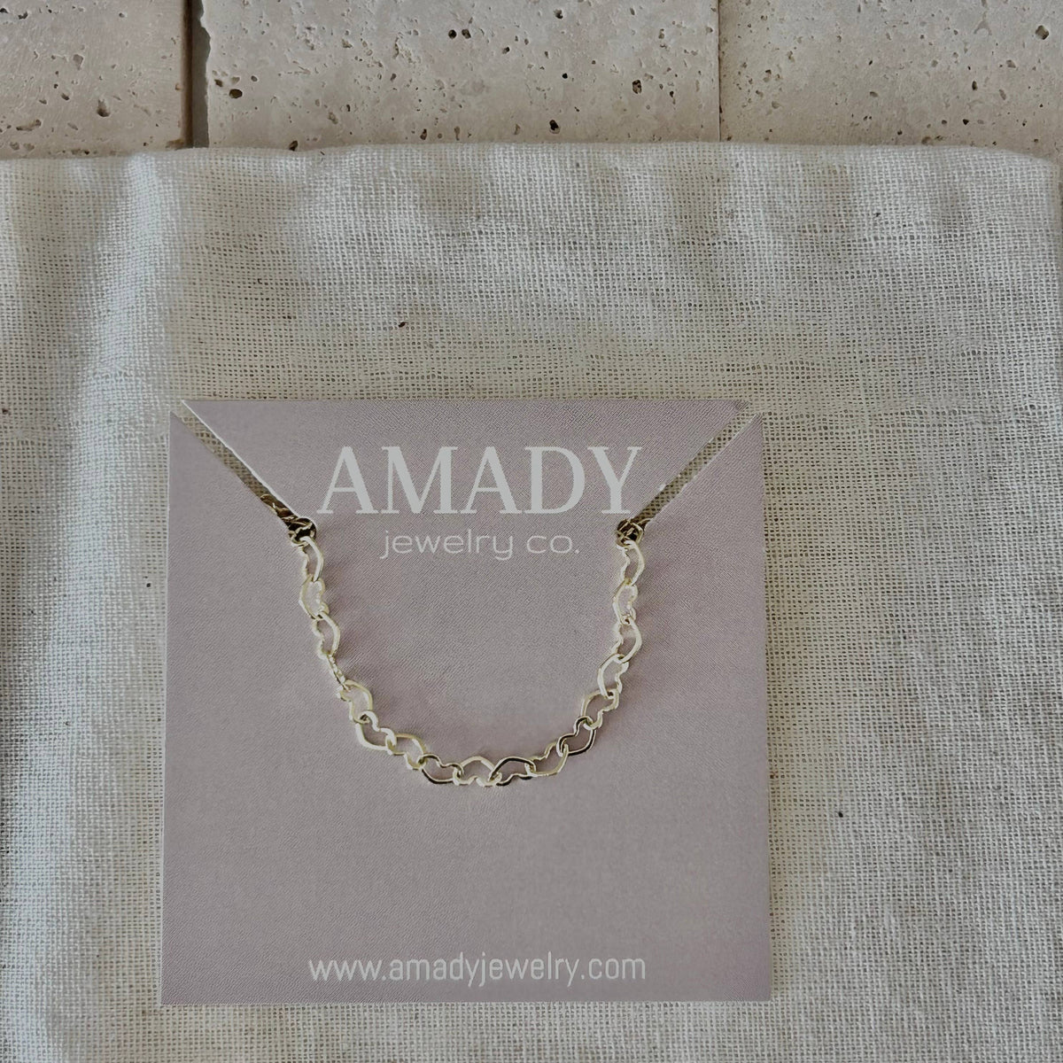 Hearts chain necklace gold filled layering