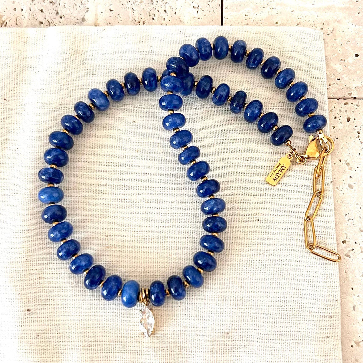 Beaded necklace natural stone rondelle