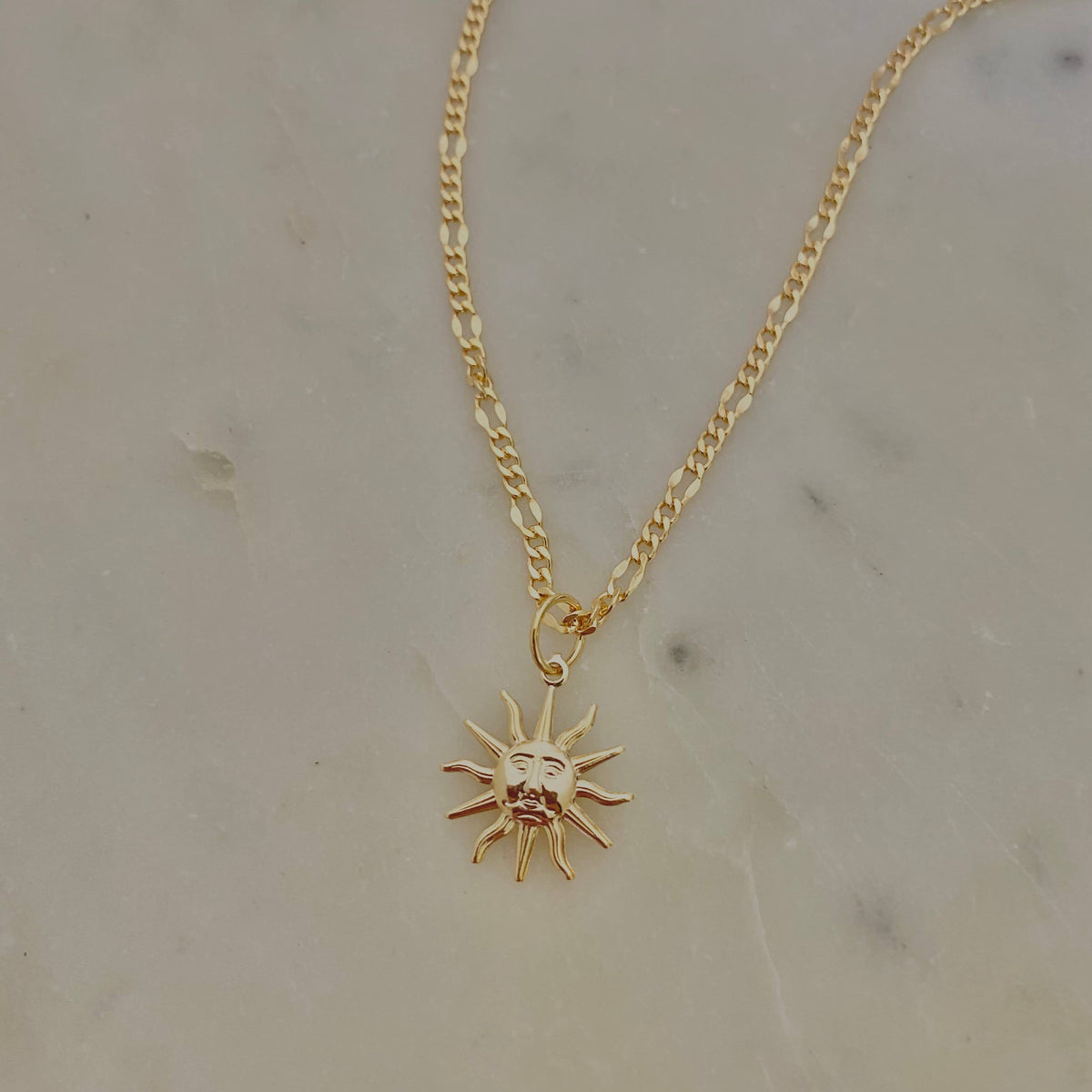 Sun sunrise necklace 18k Gold Filled cuban chain sunshine