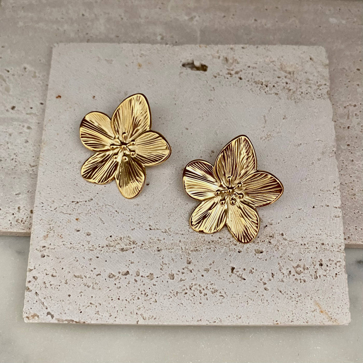 Flower Bold Statement Earring 18k Gold Plated Lightweight
