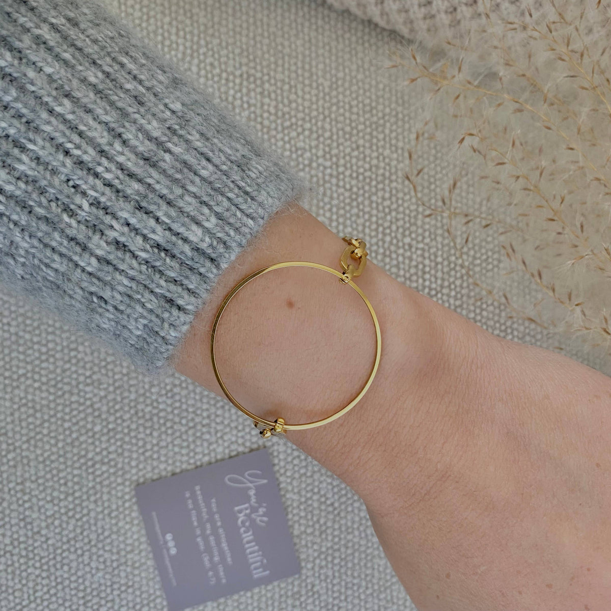 Infinity round charm statement chain bracelet