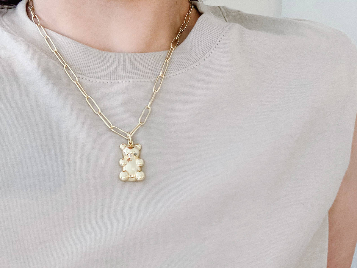 Gummy Bear Gold Necklace Paperclip Gold-Plated Chain