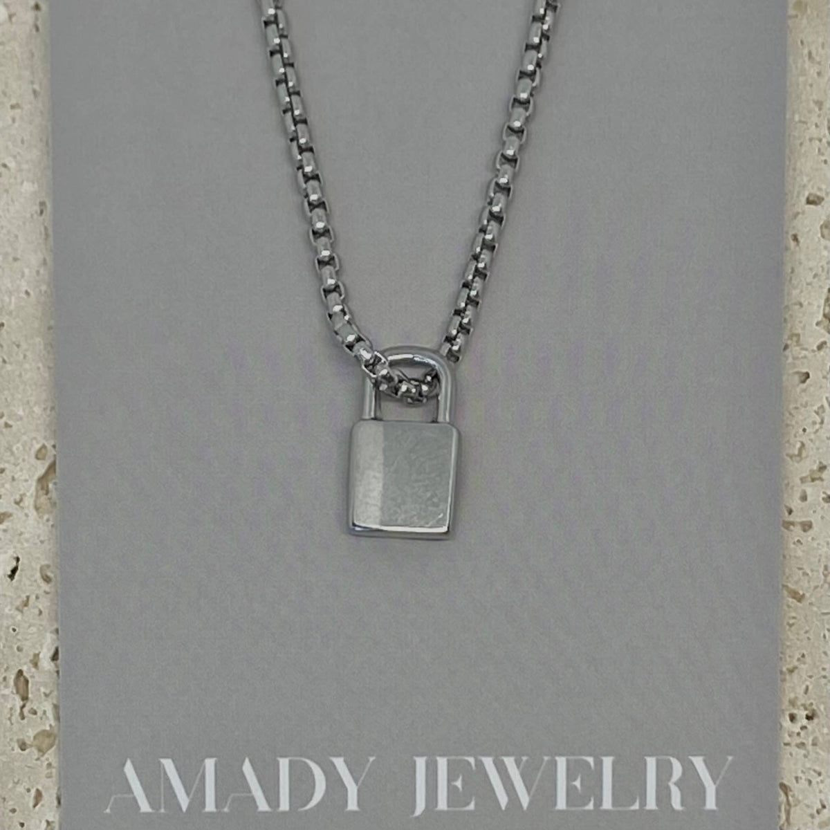 Silver or gold Padlock charm pendant necklace stainless stee
