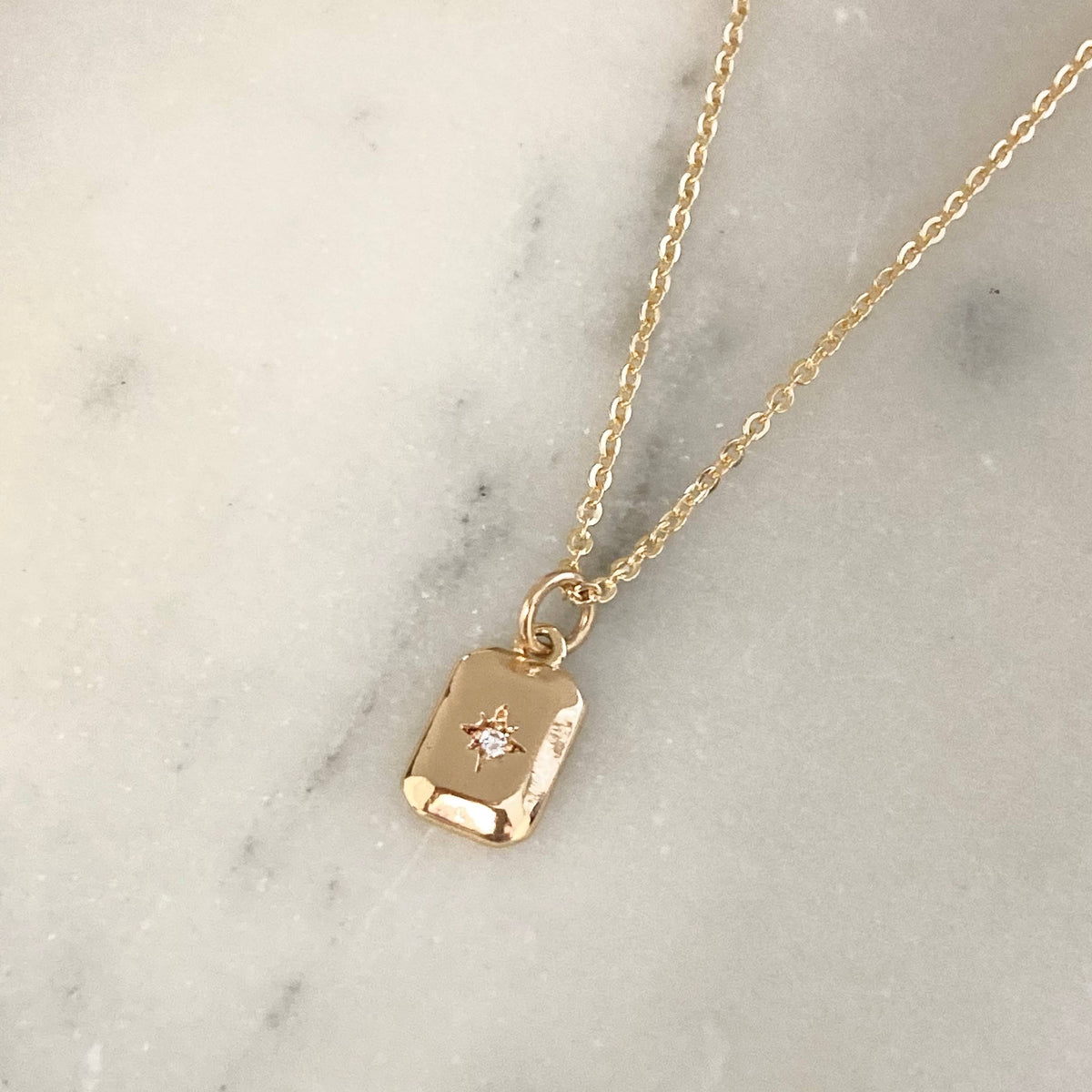 North Star Medallion Charm Pendant Necklace 18k gold filled