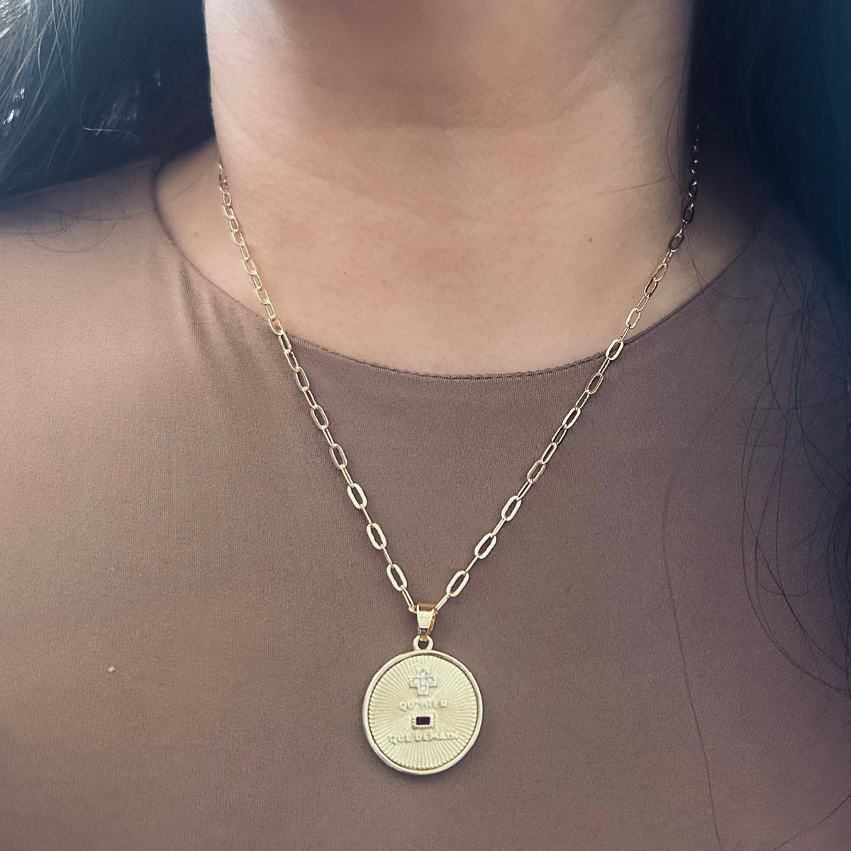 Qu Hier Que Demain Coin pendant charm chain necklace