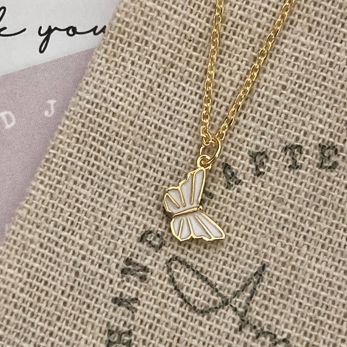 Butterfly charm pendant dainty necklace 18K waterproof