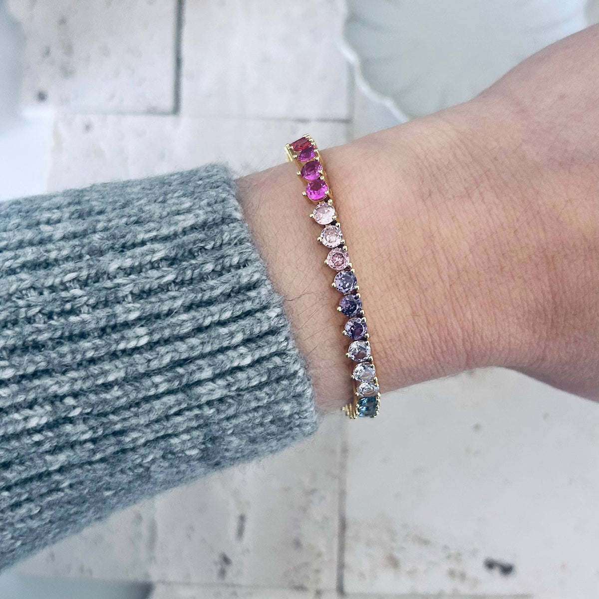 Tennis bracelet Colorful rainbow crystals