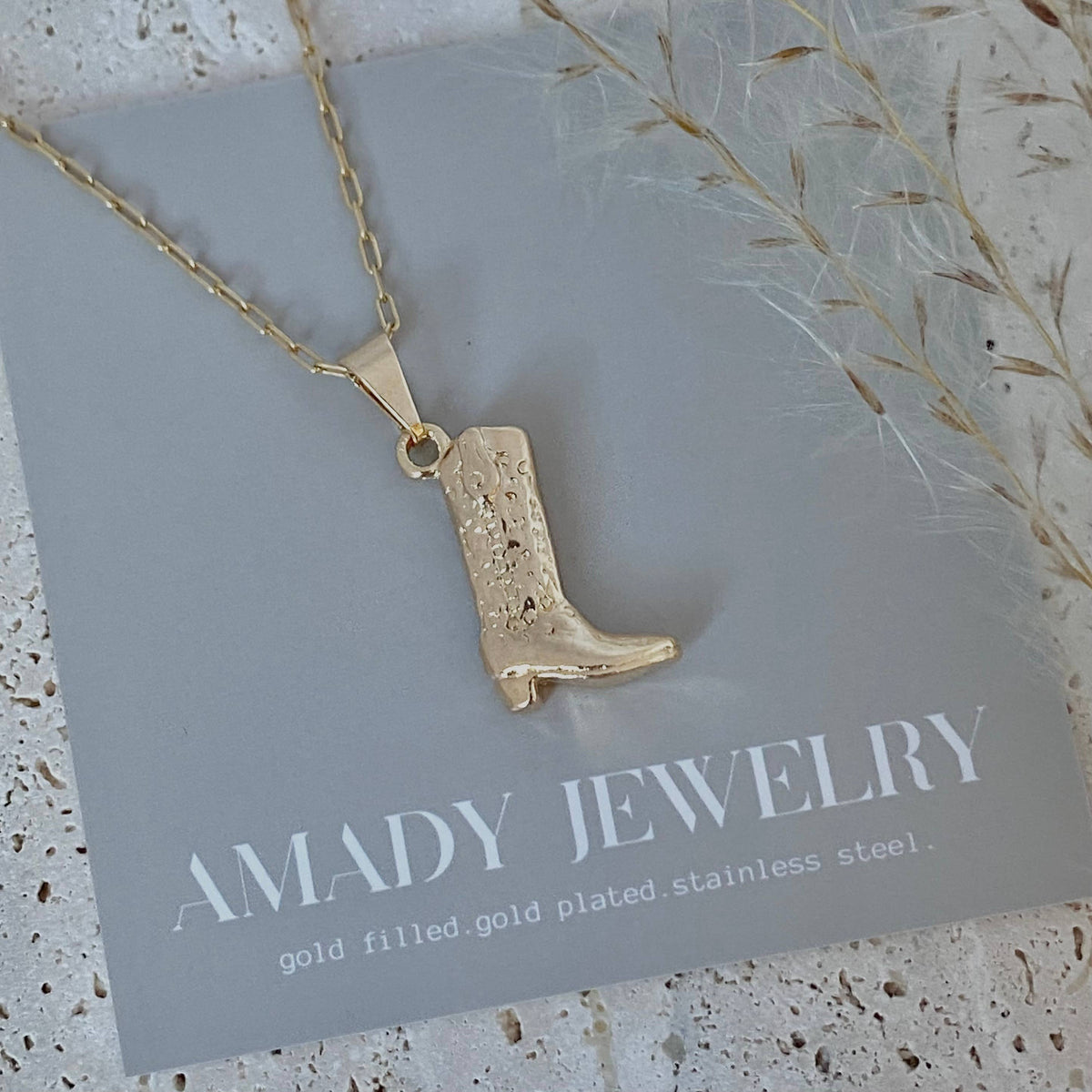 Cowboy Boot Cowgirl  charm pendant necklace 18k gold filled
