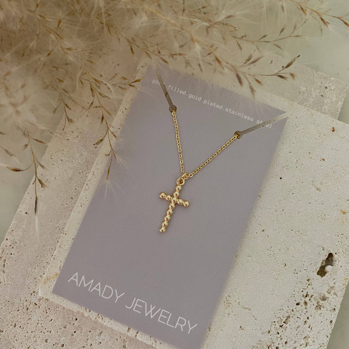 Cross charm 14k gold filled balloon necklace waterproof