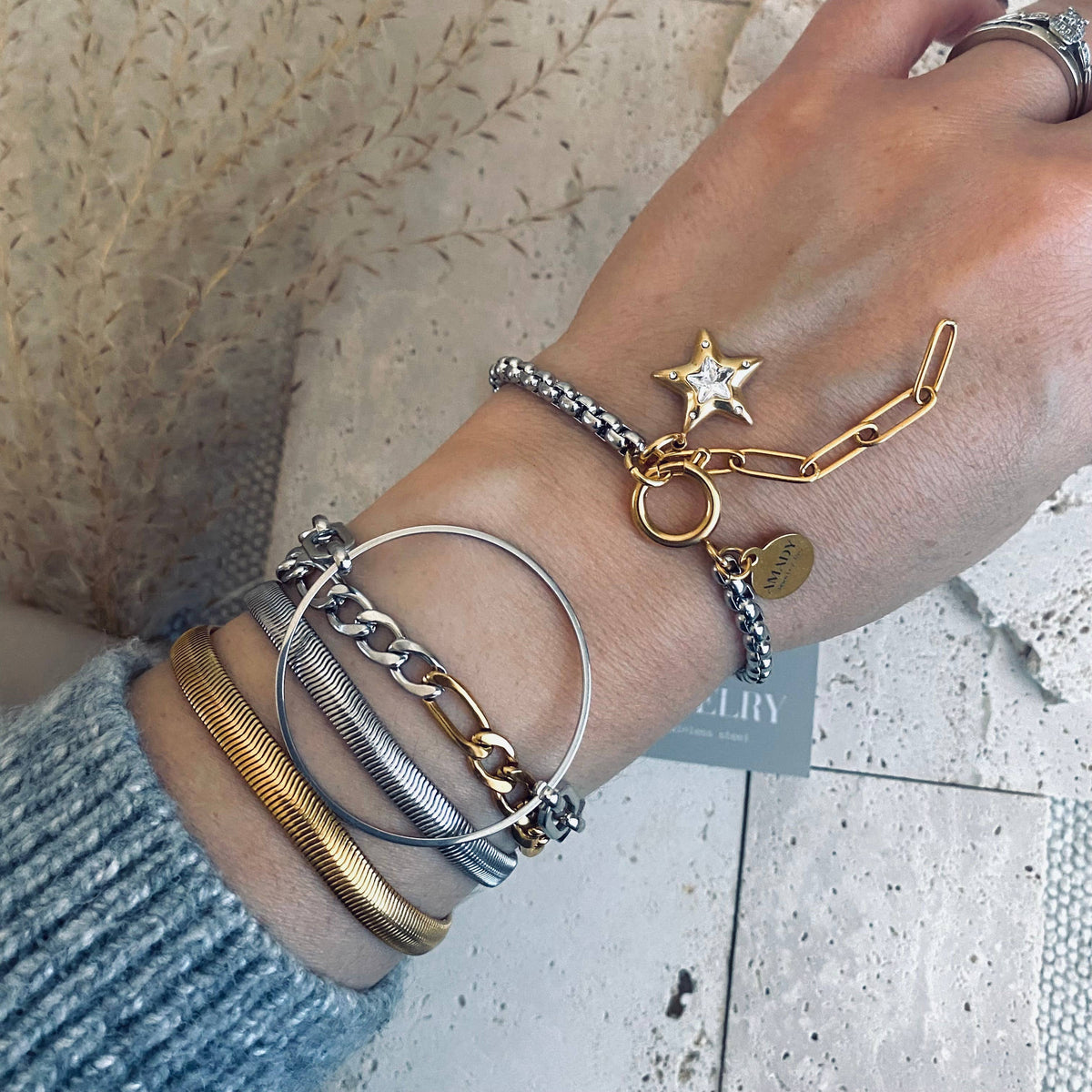 Two Tone Chain Bracelet, Gold and Silver Ombre gold-plated