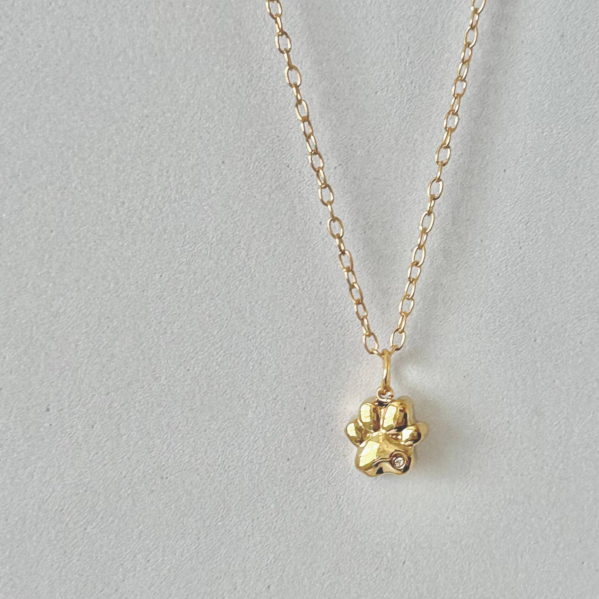 Dog paw charm pendant necklace gold filled stainless steel