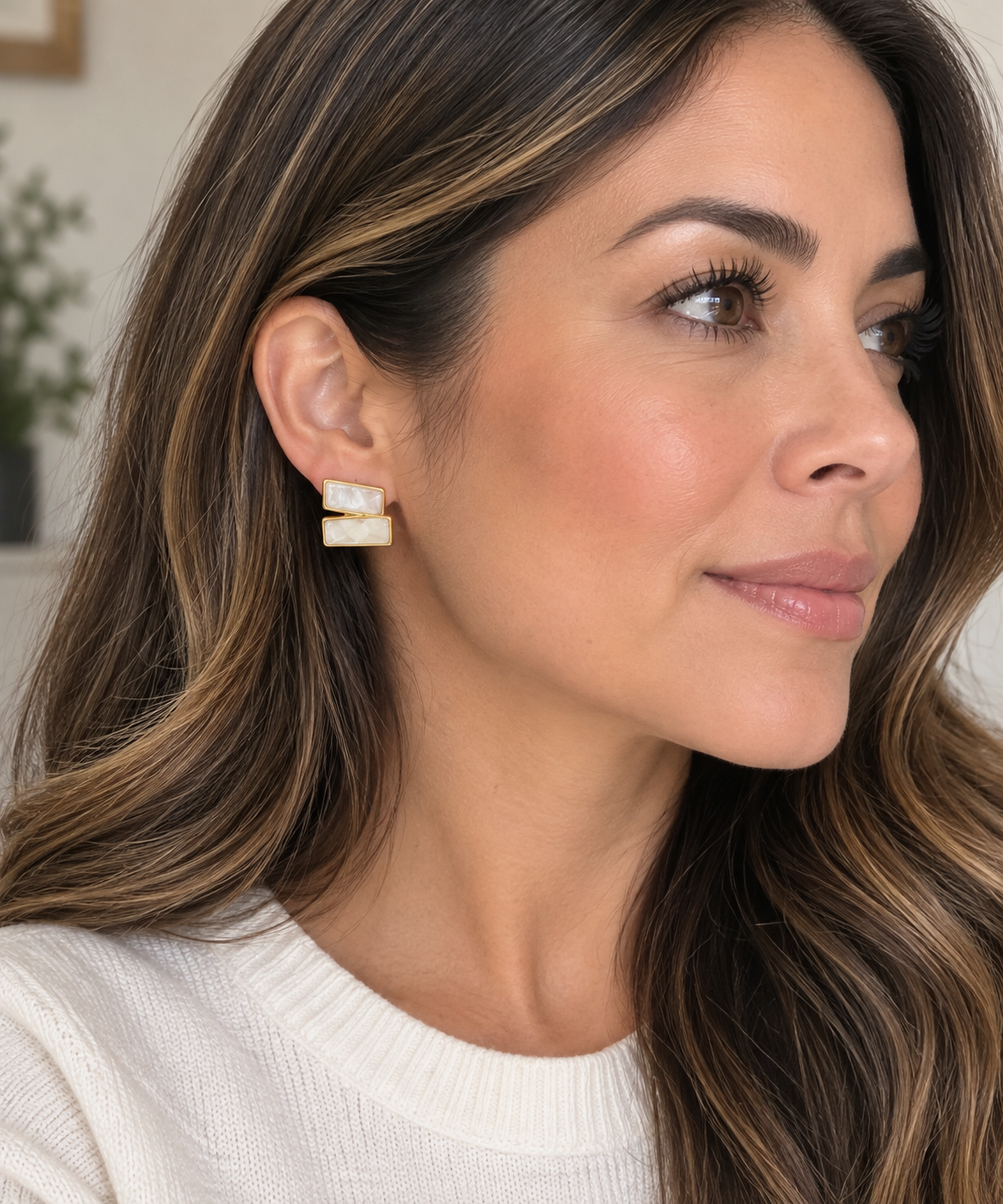 Statement Rectangle post earrings waterproof geometric