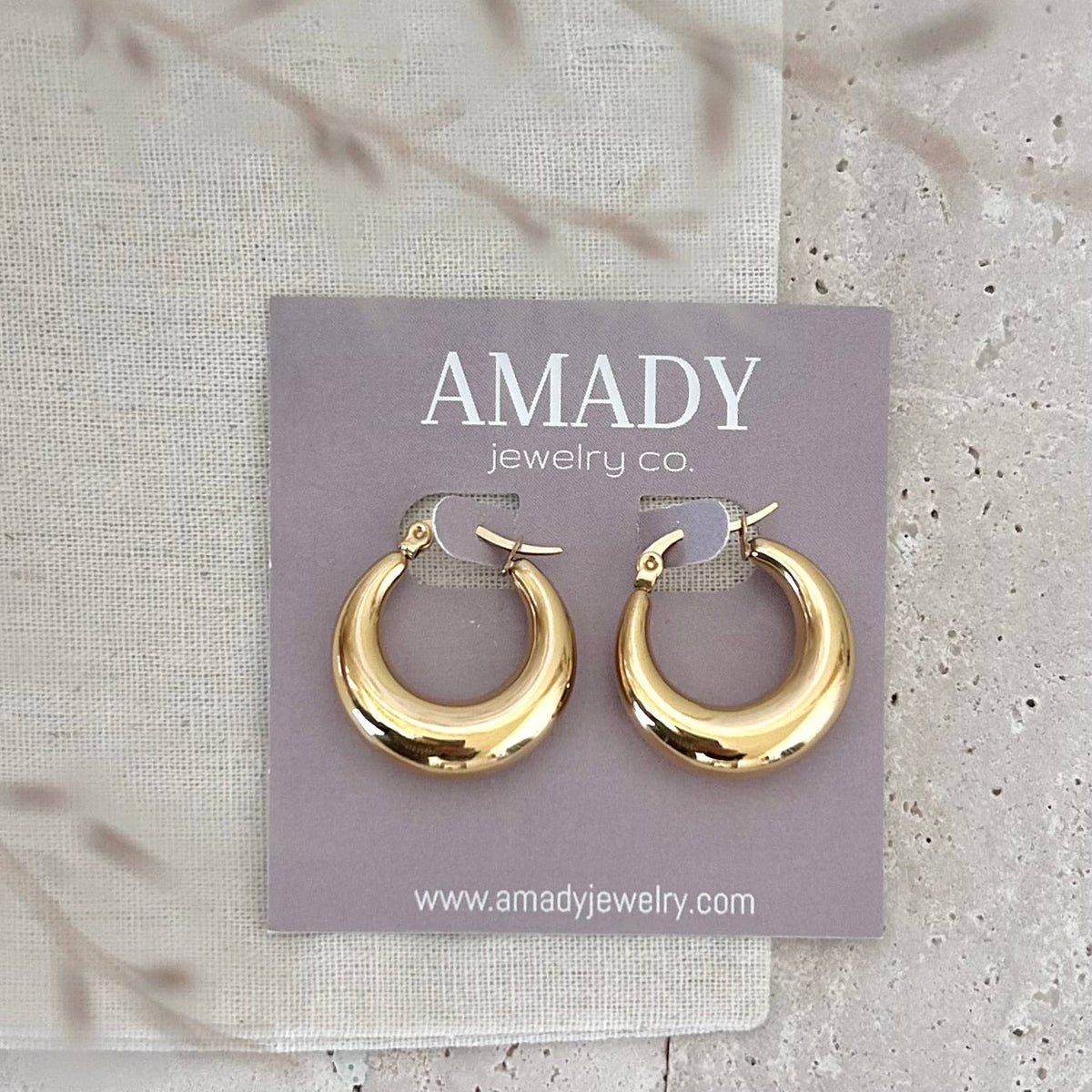 Chubby Oval Hoops Gold Plated Lightweight Thick Hoop Earring