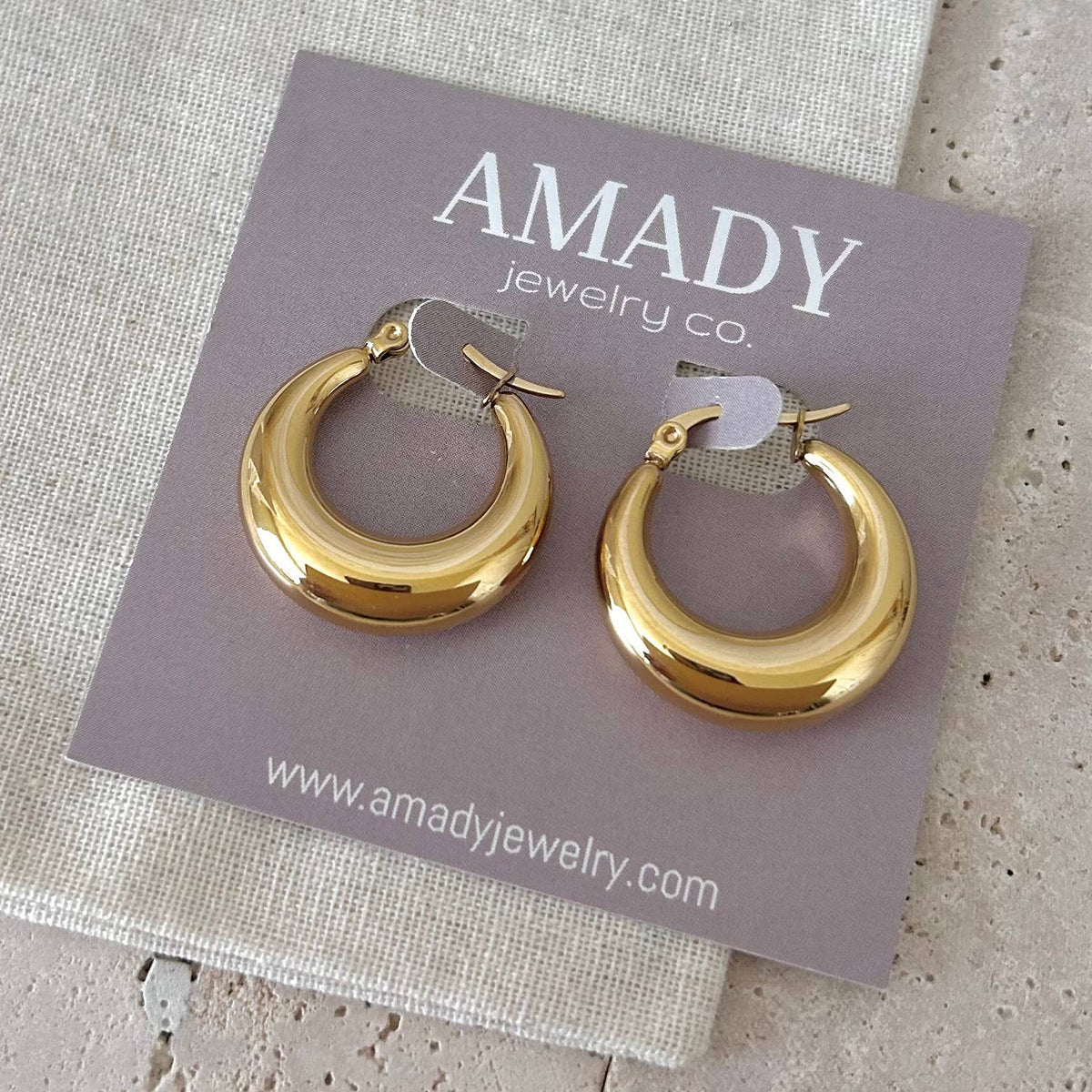 Chubby Oval Hoops Gold Plated Lightweight Thick Hoop Earring