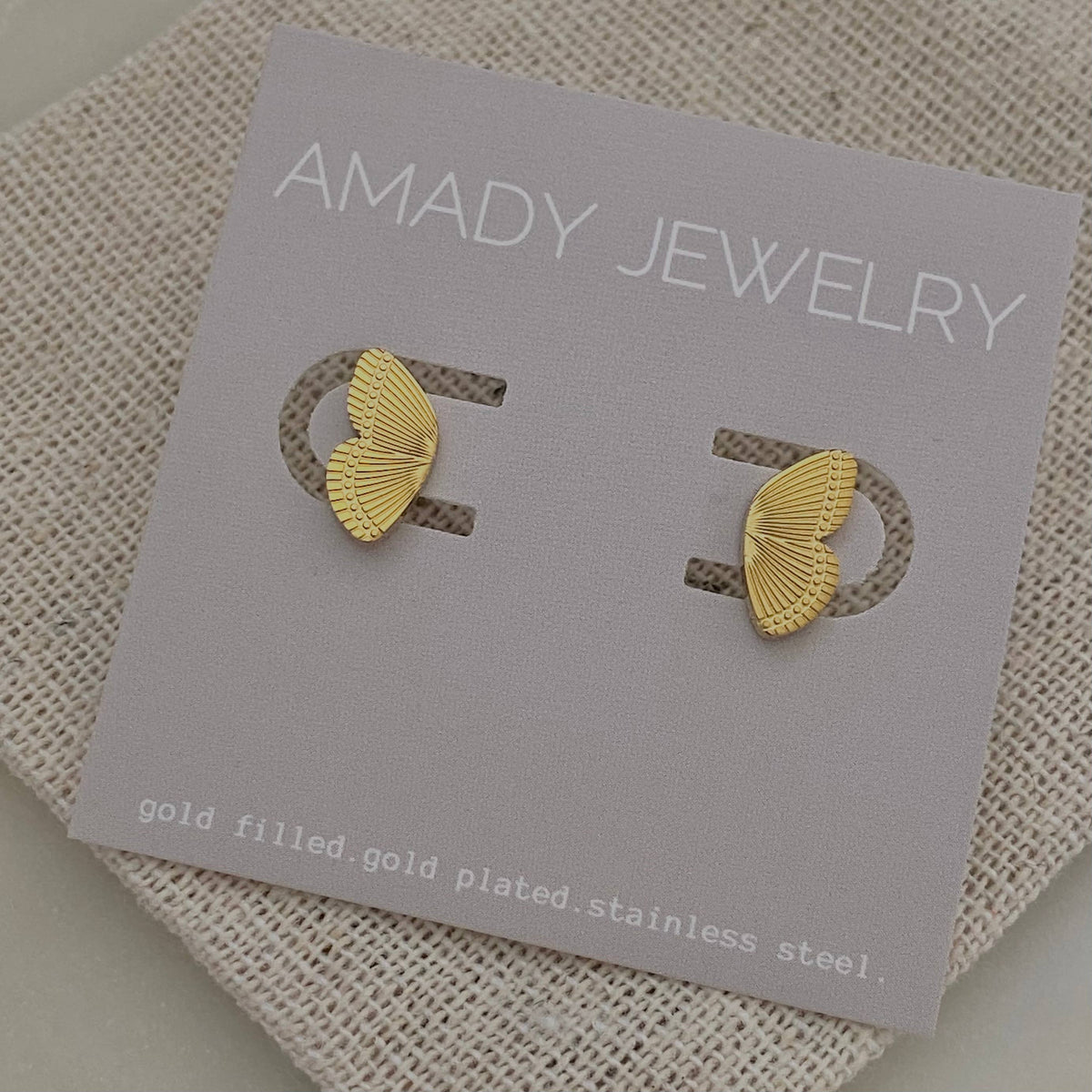 Butterfly Wings Earring Studs 18k gold plated over stainless