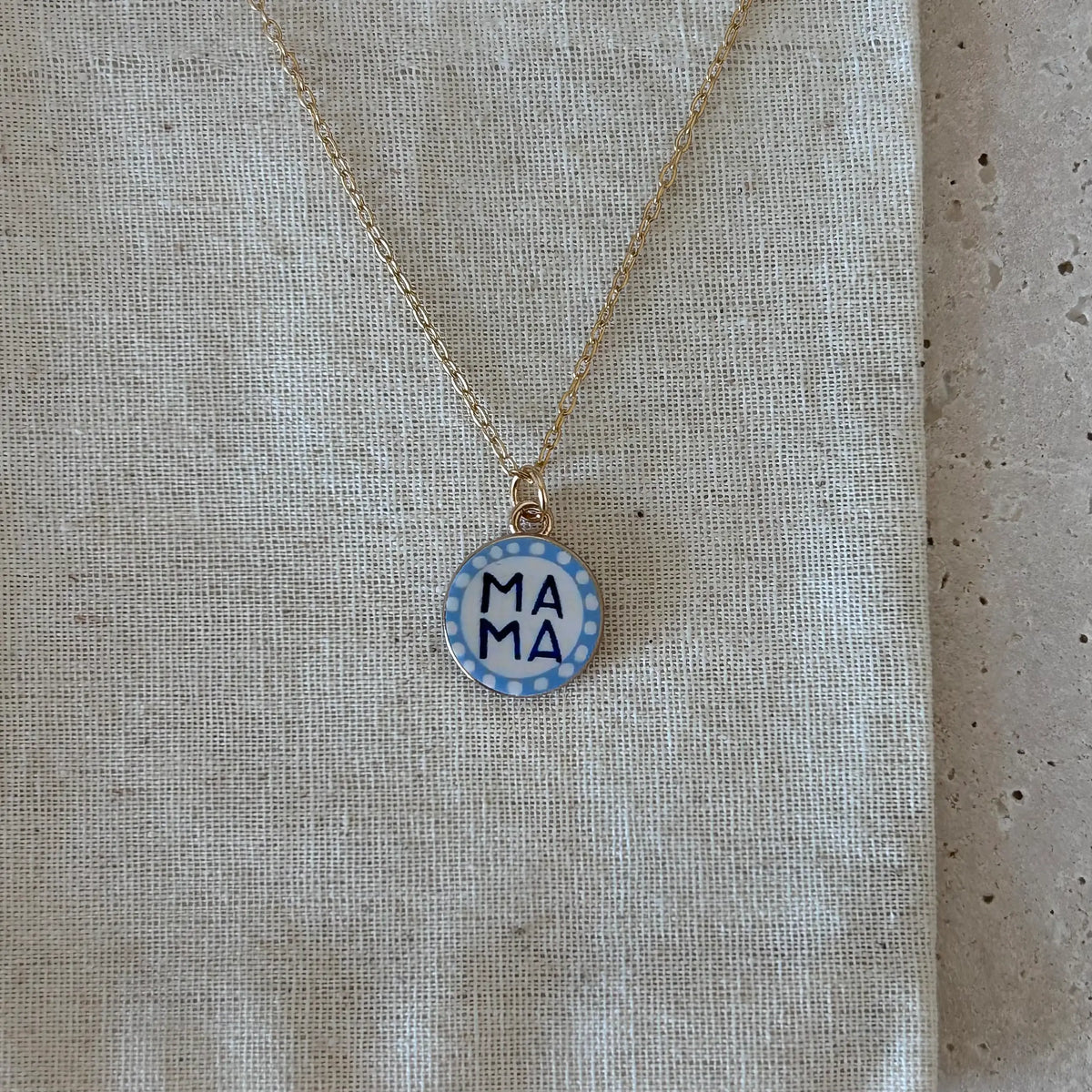 Mama mom mothers day coin pendant charm necklace 18k gold fi
