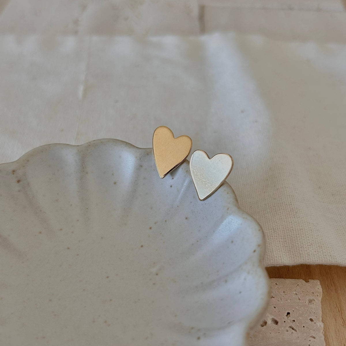 Heart post earrings studs minimal jewelry