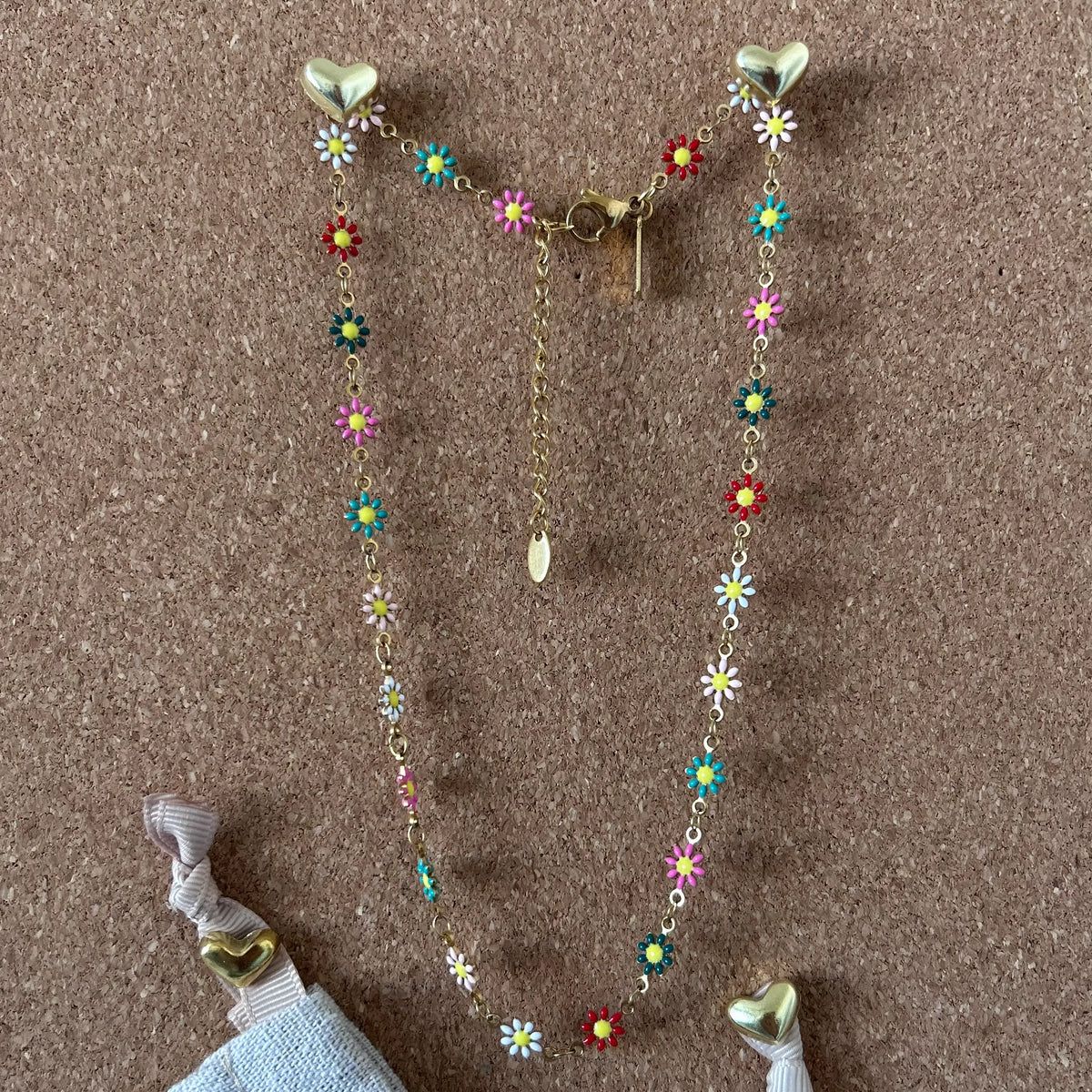 Colorful flowers layering necklace spring flower strand
