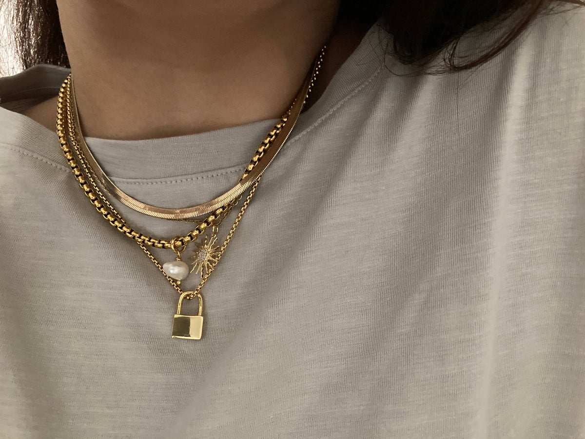 Gold Padlock Necklace on a gold-plated or silver chain