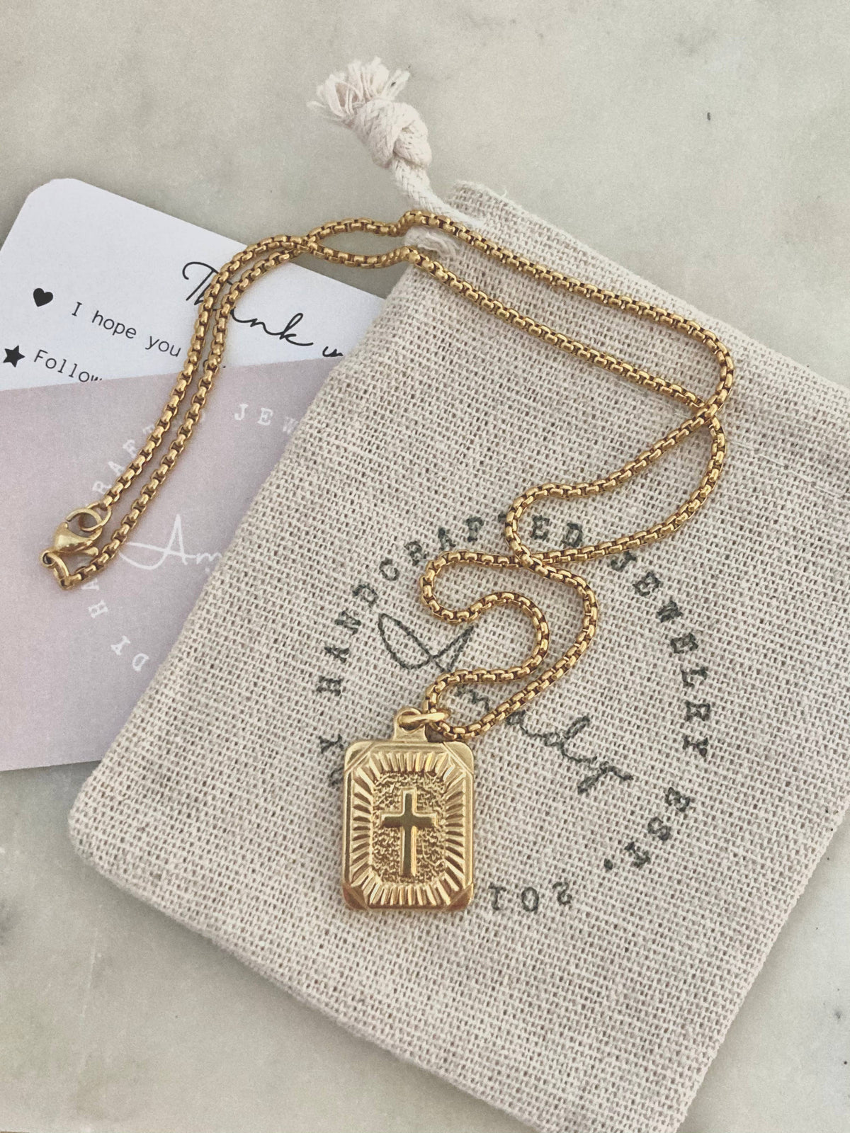 18k gold plated cross medallion pendant necklace