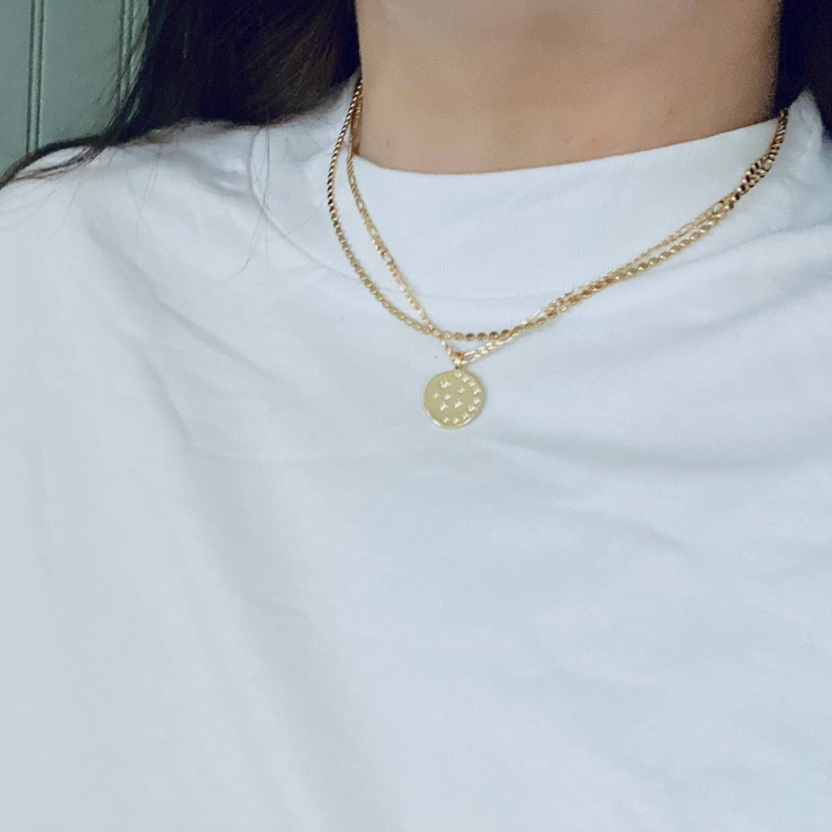 Coin Medallion pendant charm on a 18k Gold Fill cuban chain