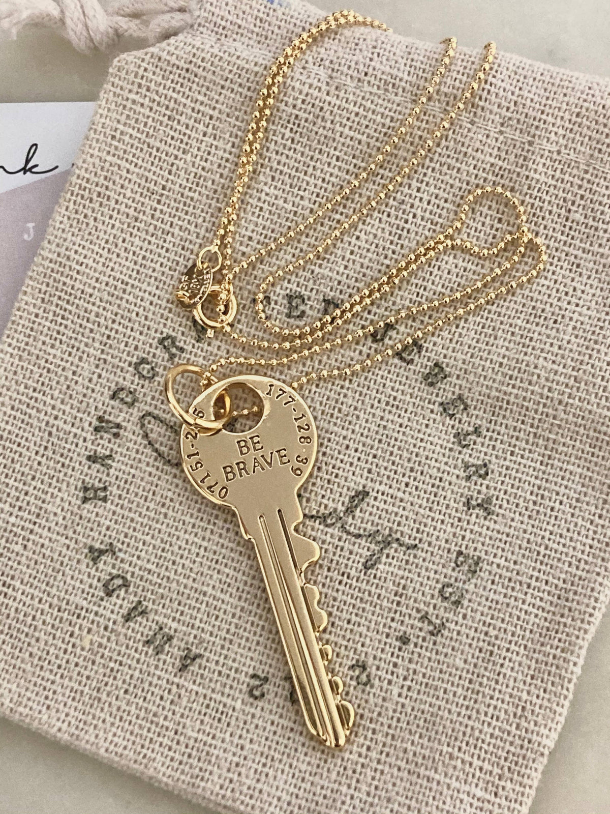 Be Brave Key Lock Necklace 18k gold filled water resistant