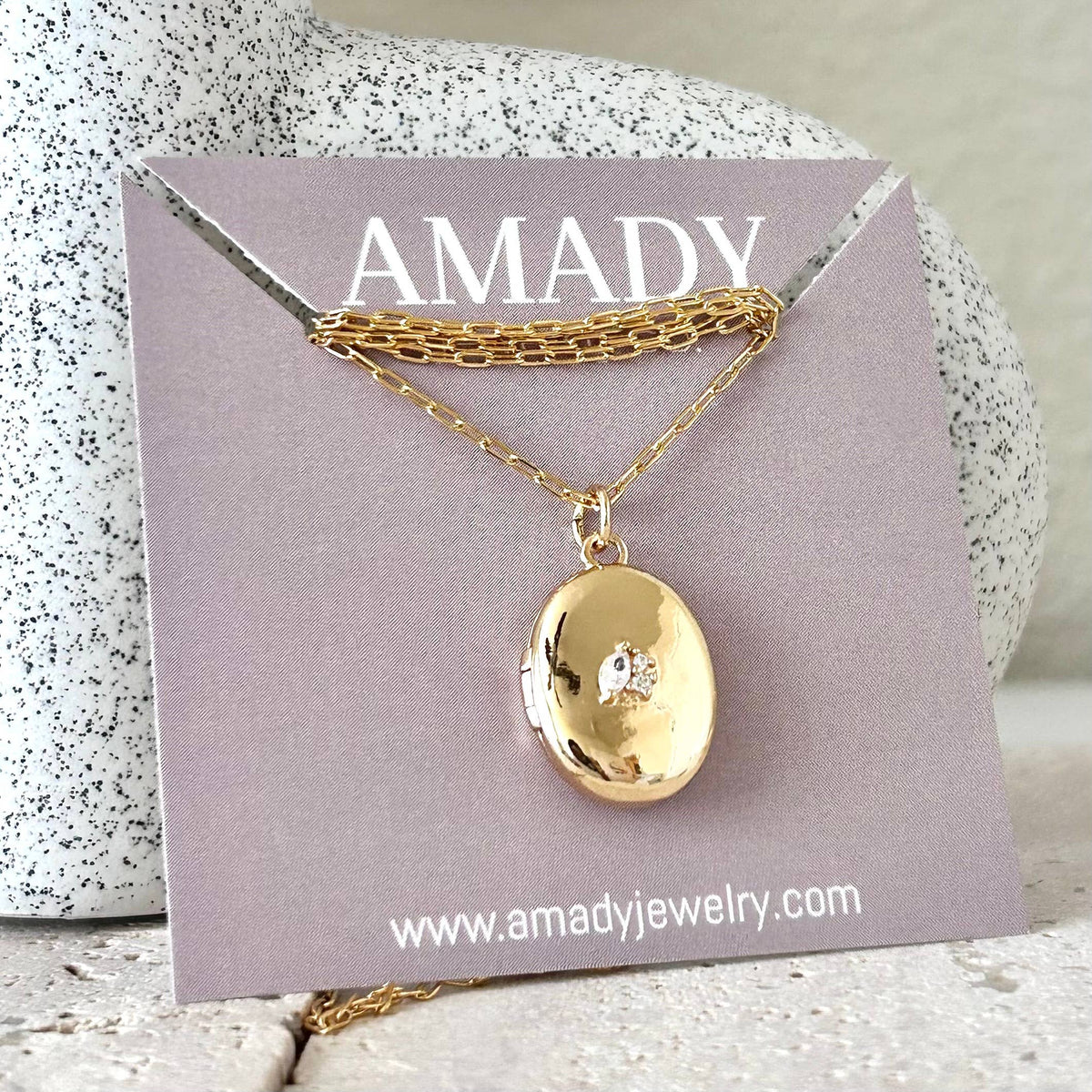 Oval Locket Pendant Necklace 18k gold filled