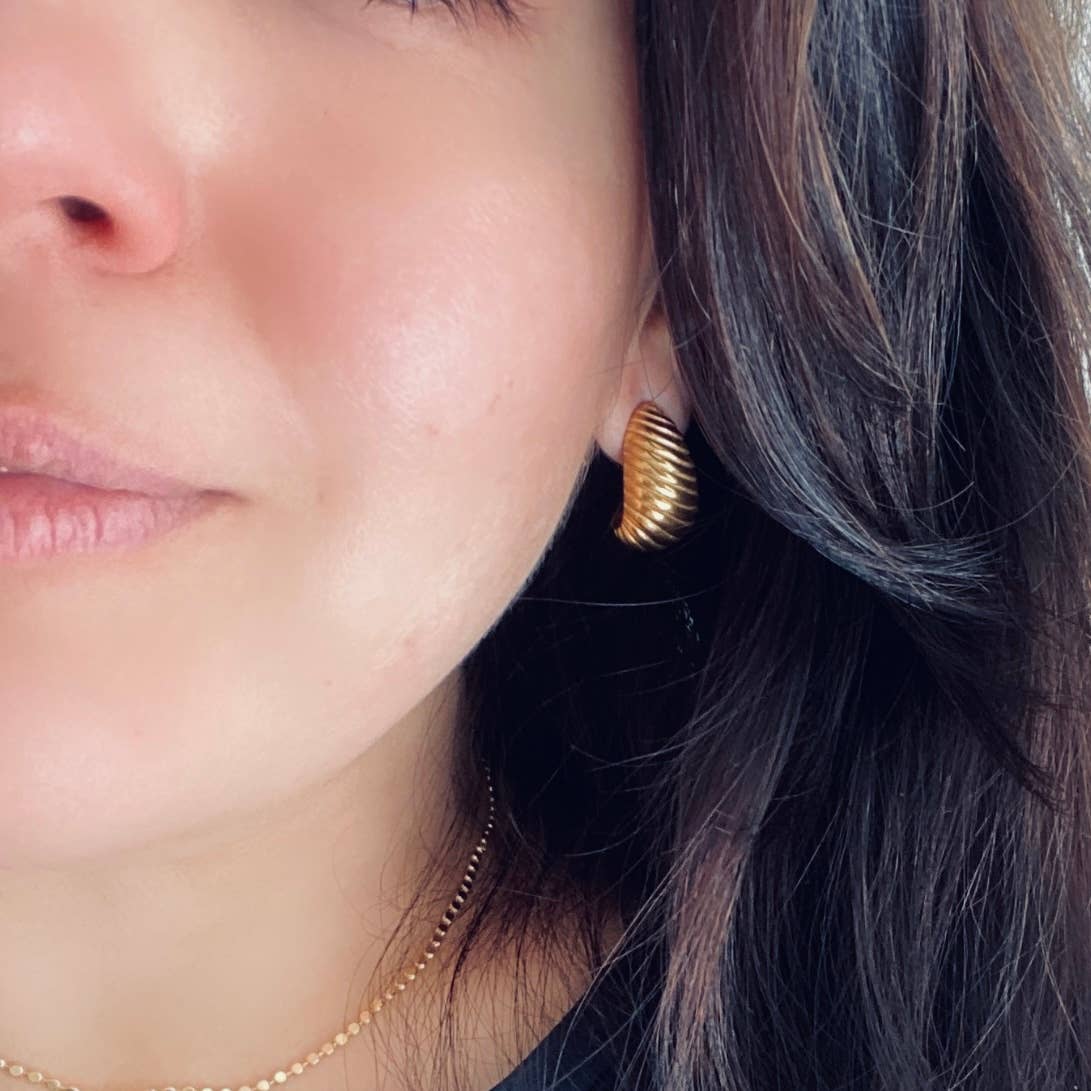 Croissant Teardrops / Raindrops Earrings 18k Gold Plated SS
