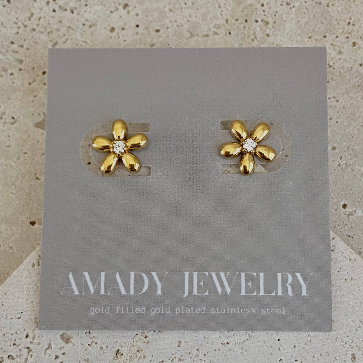 Flower Studs Post Earrings 18k Gold Plated Stainless Steel