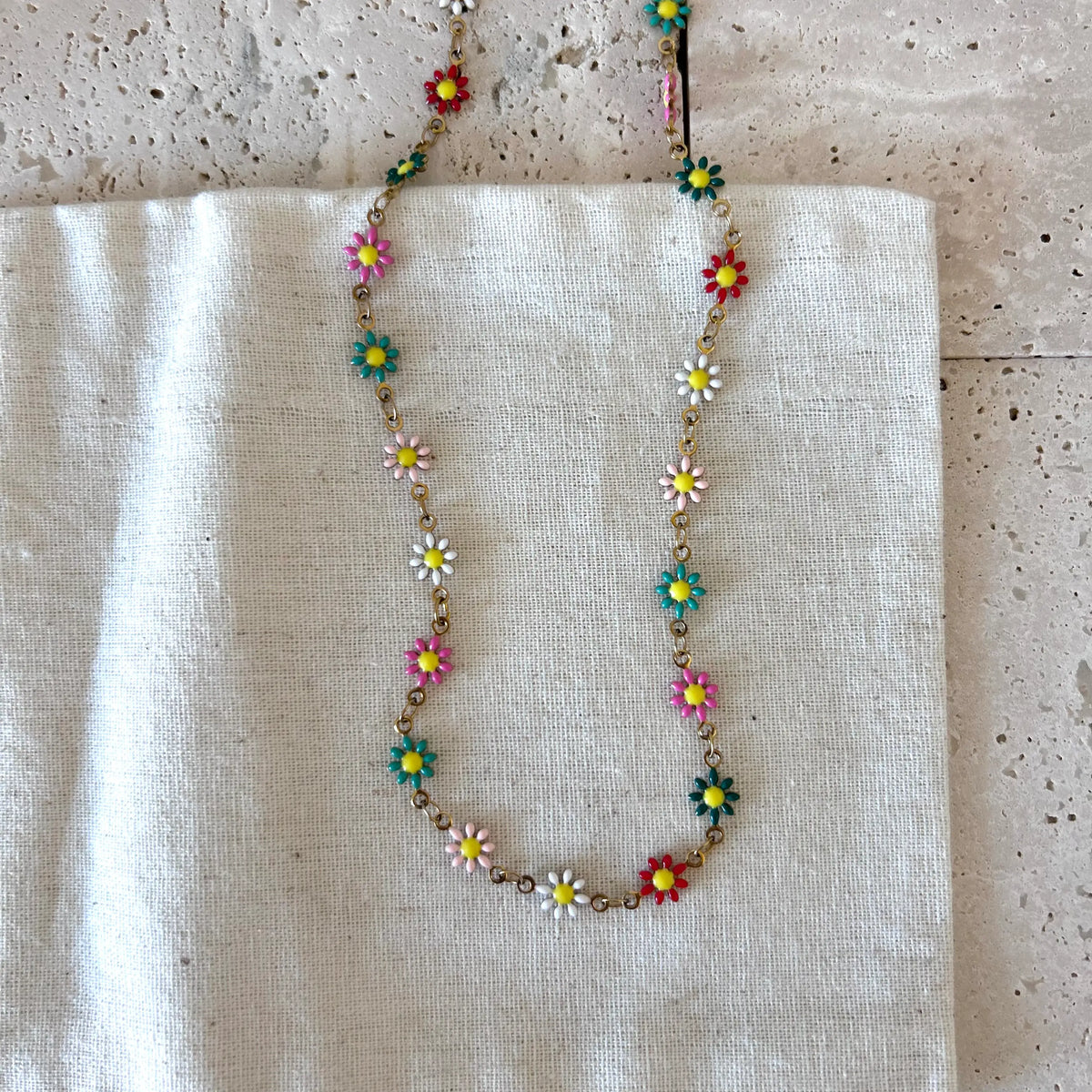 Colorful flowers layering necklace spring flower strand