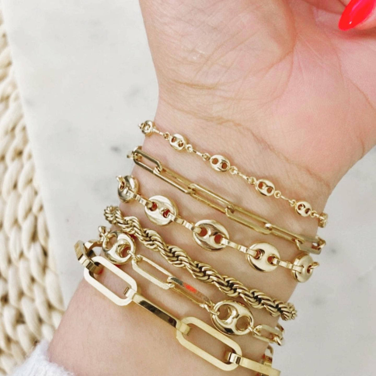 Paperclip Link Chain Bracelet 18k Gold Plated StainlessSteel