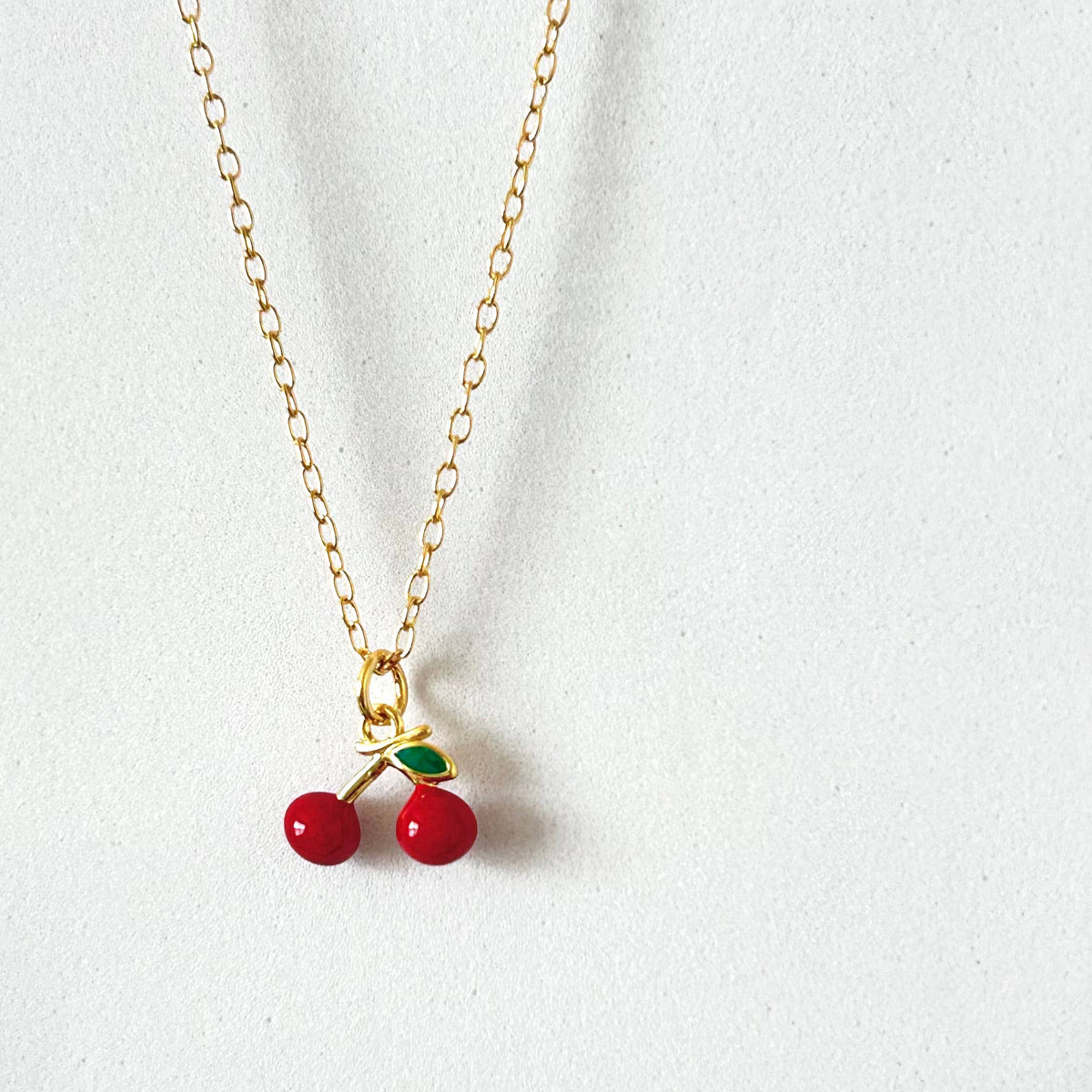 Cherry cherries layering necklace fruit charm
