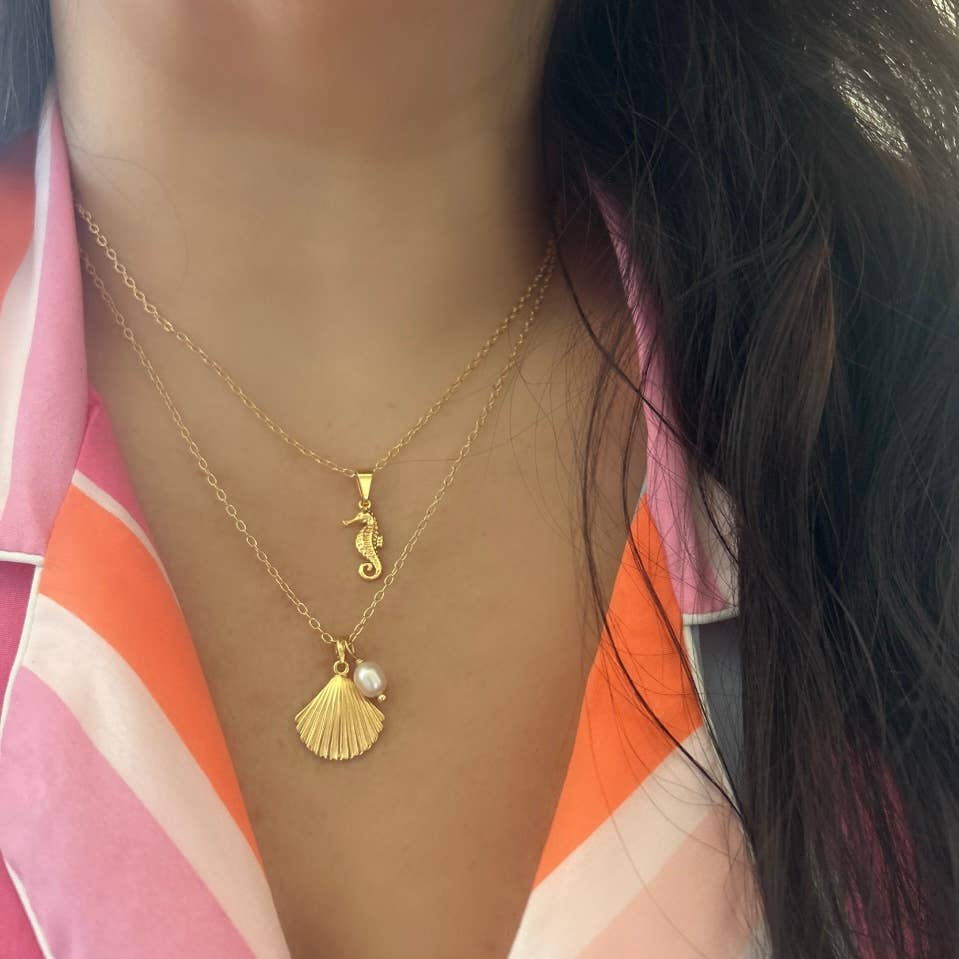 Seahorse summer dainty necklace 14k gold filled sea horse